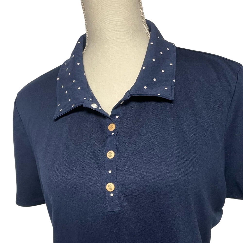 Izod Golf Classic Navy‎ Women's Polka Dot Collar Polo Women's XL